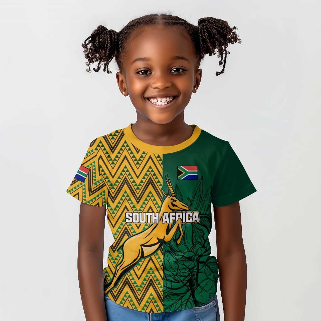 Personalized South Africa Kid T shirt with Springbok and Proteas African Pattern