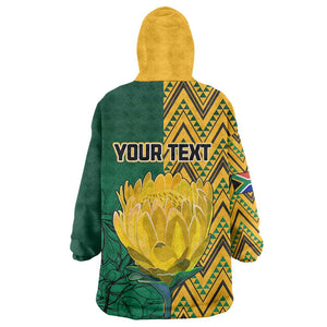 Personalized South Africa KId Wearable Blanket Hoodie with Springbok and Proteas African Pattern