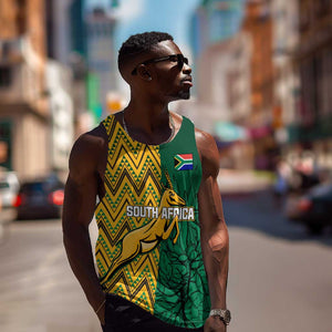 Personalized South Africa Men Tank Top with Springbok and Proteas African Pattern