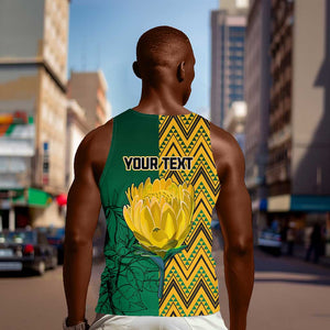 Personalized South Africa Men Tank Top with Springbok and Proteas African Pattern