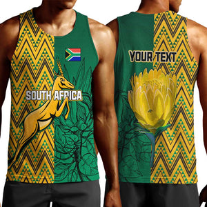 Personalized South Africa Men Tank Top with Springbok and Proteas African Pattern