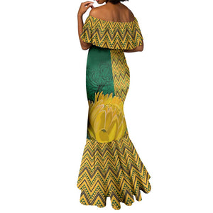 Personalized South Africa Mermaid Dress with Springbok and Proteas African Pattern