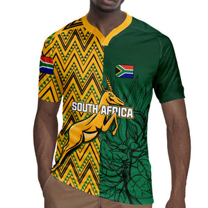 Personalized South Africa Rugby Jersey with Springbok and Proteas African Pattern