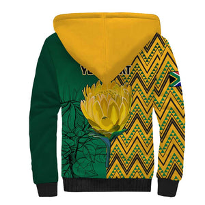 Personalized South Africa Sherpa Hoodie with Springbok and Proteas African Pattern