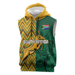 Personalized South Africa Sleeveless Hoodie with Springbok and Proteas African Pattern - African Pride