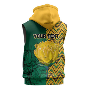 Personalized South Africa Sleeveless Hoodie with Springbok and Proteas African Pattern - African Pride