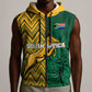 Personalized South Africa Sleeveless Zip Hoodie with Springbok and Proteas African Pattern - African Pride