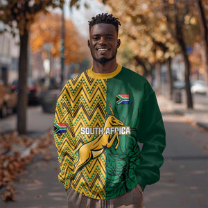 Personalized South Africa Sweatshirt with Springbok and Proteas African Pattern