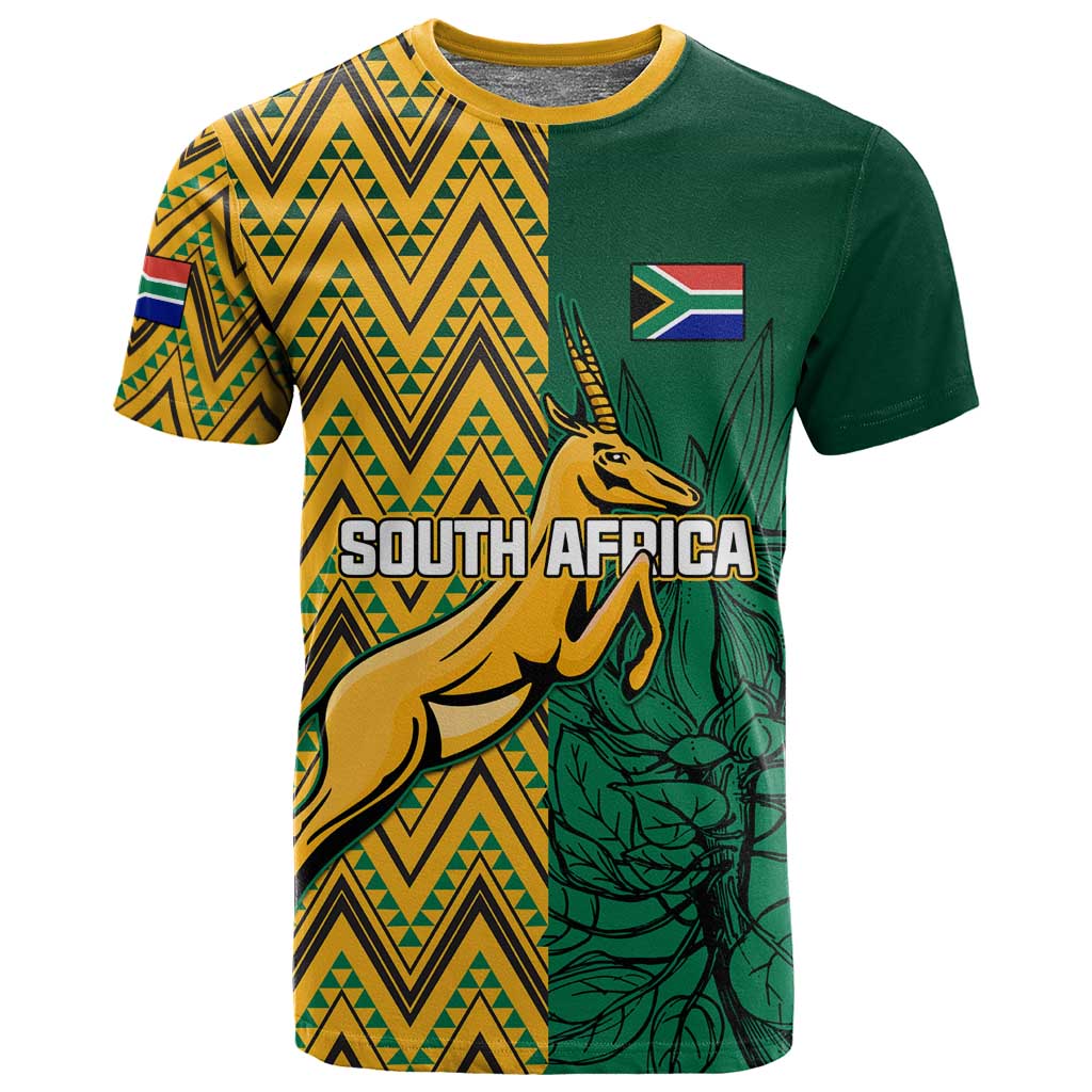 Personalized South Africa T shirt with Springbok and Proteas African Pattern