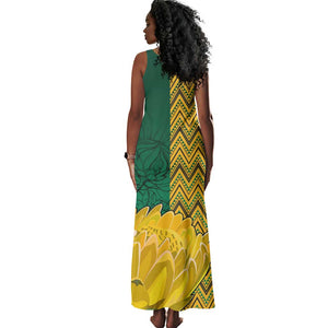 Personalized South Africa Tank Maxi Dress with Springbok and Proteas African Pattern