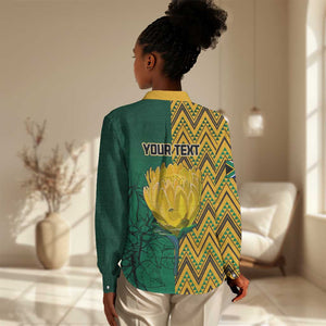 Personalized South Africa Women Casual Shirt with Springbok and Proteas African Pattern