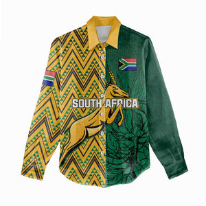 Personalized South Africa Women Casual Shirt with Springbok and Proteas African Pattern