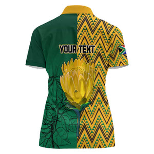 Personalized South Africa Women Polo Shirt with Springbok and Proteas African Pattern