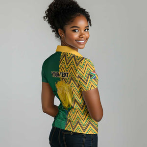 Personalized South Africa Women Polo Shirt with Springbok and Proteas African Pattern LT01