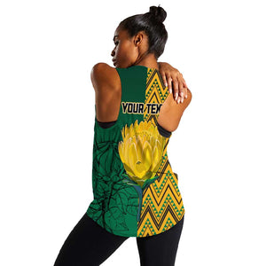 Personalized South Africa Women Racerback Tank with Springbok and Proteas African Pattern