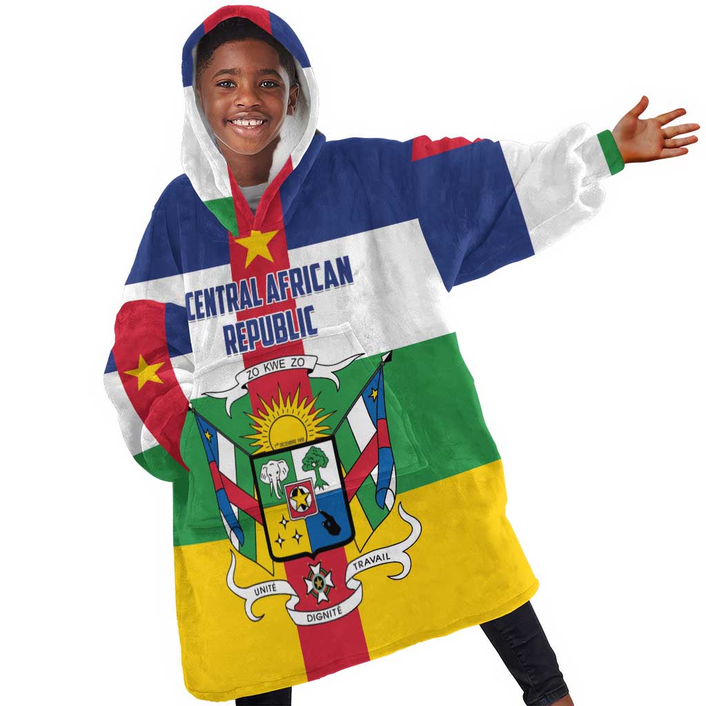 Personalized Central African Republic KId Wearable Blanket Hoodie African Zo Kwe Zo