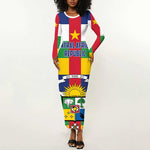 Personalized Central African Republic Long Sleeve Bodycon Dress African Zo Kwe Zo LT01