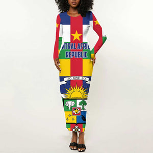 Personalized Central African Republic Long Sleeve Bodycon Dress African Zo Kwe Zo