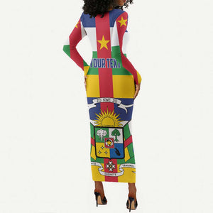 Personalized Central African Republic Long Sleeve Bodycon Dress African Zo Kwe Zo