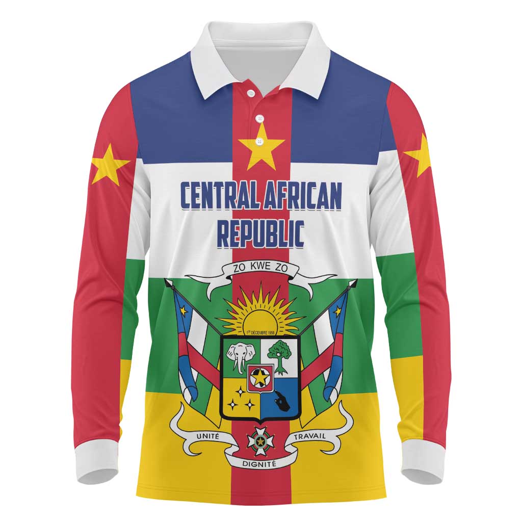 Personalized Central African Republic Long Sleeve Polo Shirt African Zo Kwe Zo