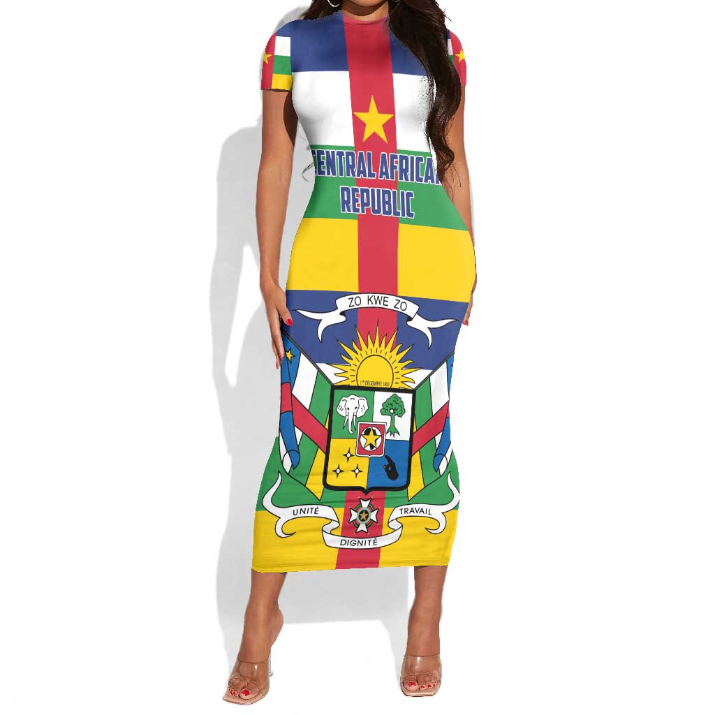 Personalized Central African Republic Short Sleeve Bodycon Dress African Zo Kwe Zo