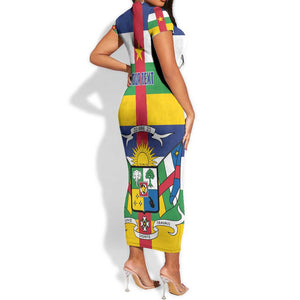 Personalized Central African Republic Short Sleeve Bodycon Dress African Zo Kwe Zo