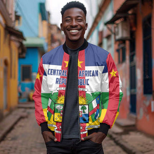 Personalized Central African Republic Sleeve Zip Bomber Jacket African Zo Kwe Zo