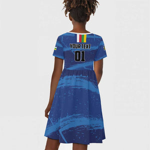 Custom Central African Republic Football Kid Short Sleeve Dress African Come On Les Fauves