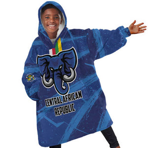 Custom Central African Republic Football KId Wearable Blanket Hoodie African Come On Les Fauves