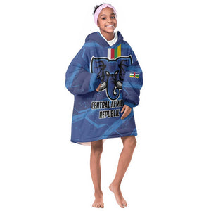 Custom Central African Republic Football KId Wearable Blanket Hoodie African Come On Les Fauves