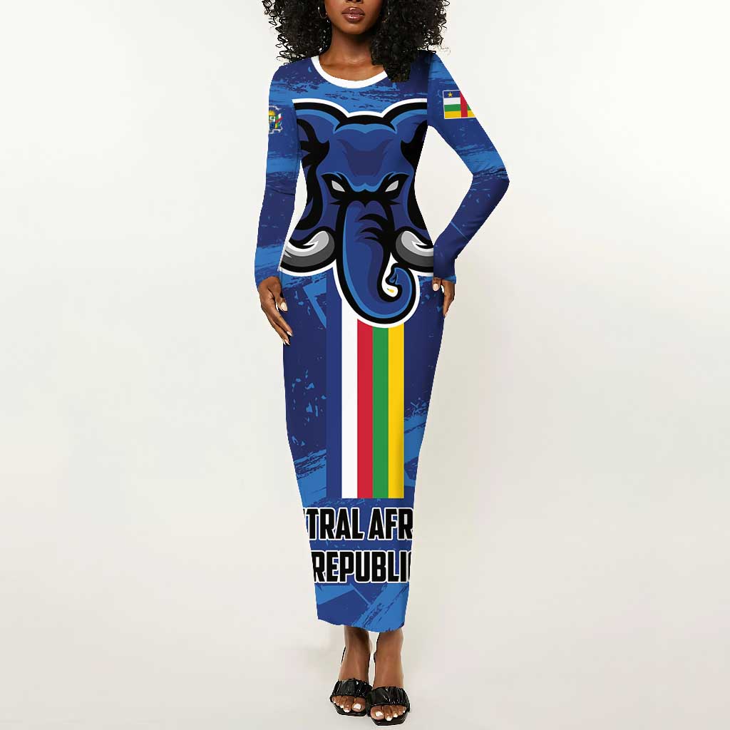 Custom Central African Republic Football Long Sleeve Bodycon Dress African Come On Les Fauves LT01