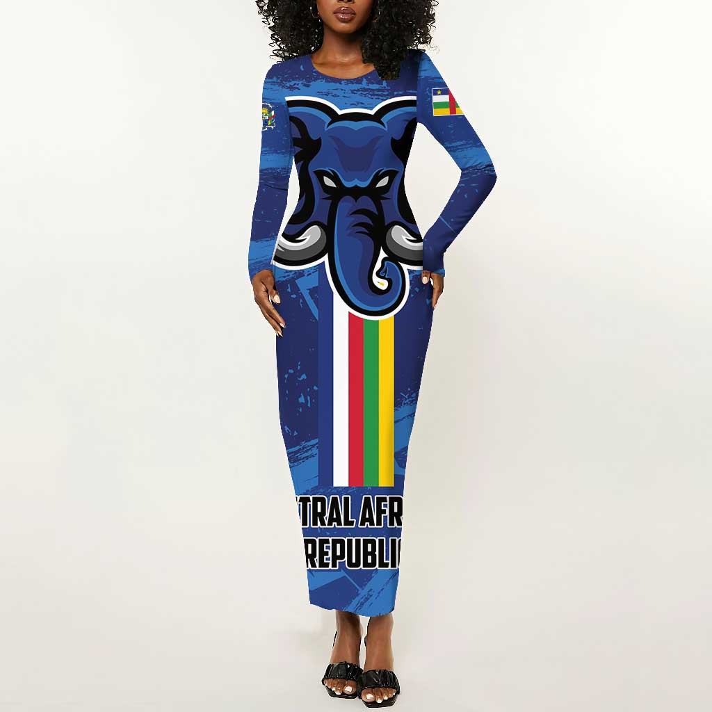 Custom Central African Republic Football Long Sleeve Bodycon Dress African Come On Les Fauves