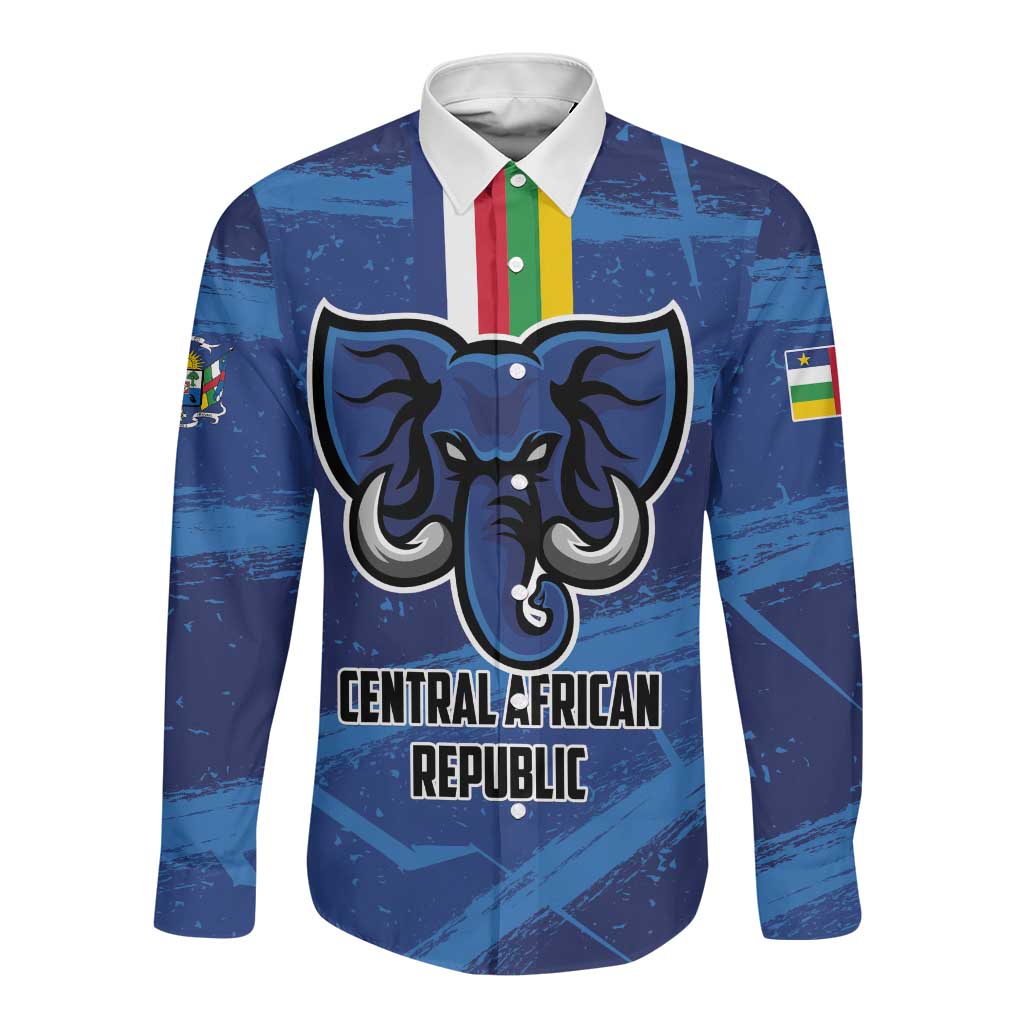 Custom Central African Republic Football Long Sleeve Button Shirt African Come On Les Fauves