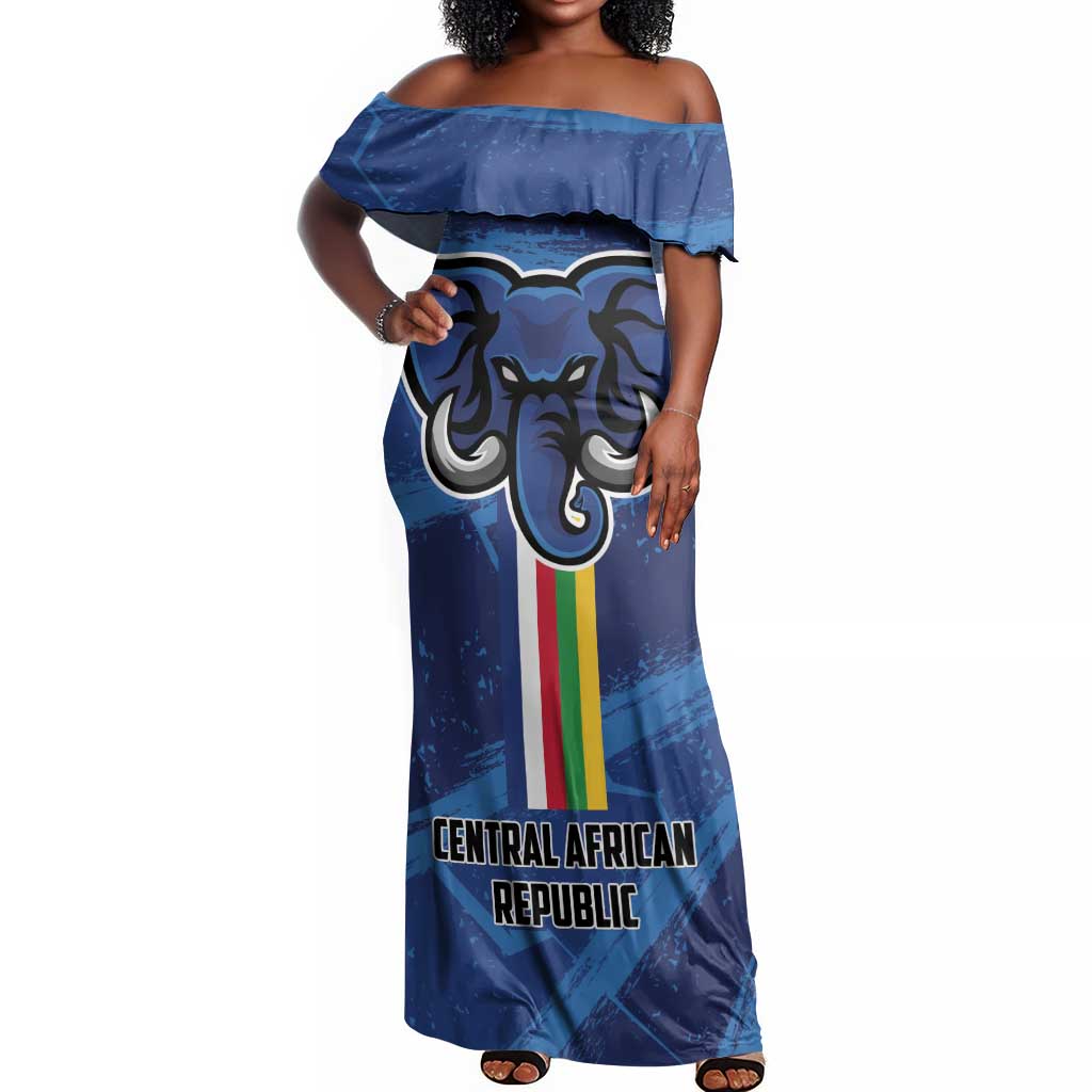 Custom Central African Republic Football Off Shoulder Maxi Dress African Come On Les Fauves