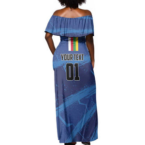 Custom Central African Republic Football Off Shoulder Maxi Dress African Come On Les Fauves