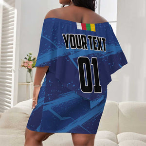 Custom Central African Republic Football Off Shoulder Short Dress African Come On Les Fauves