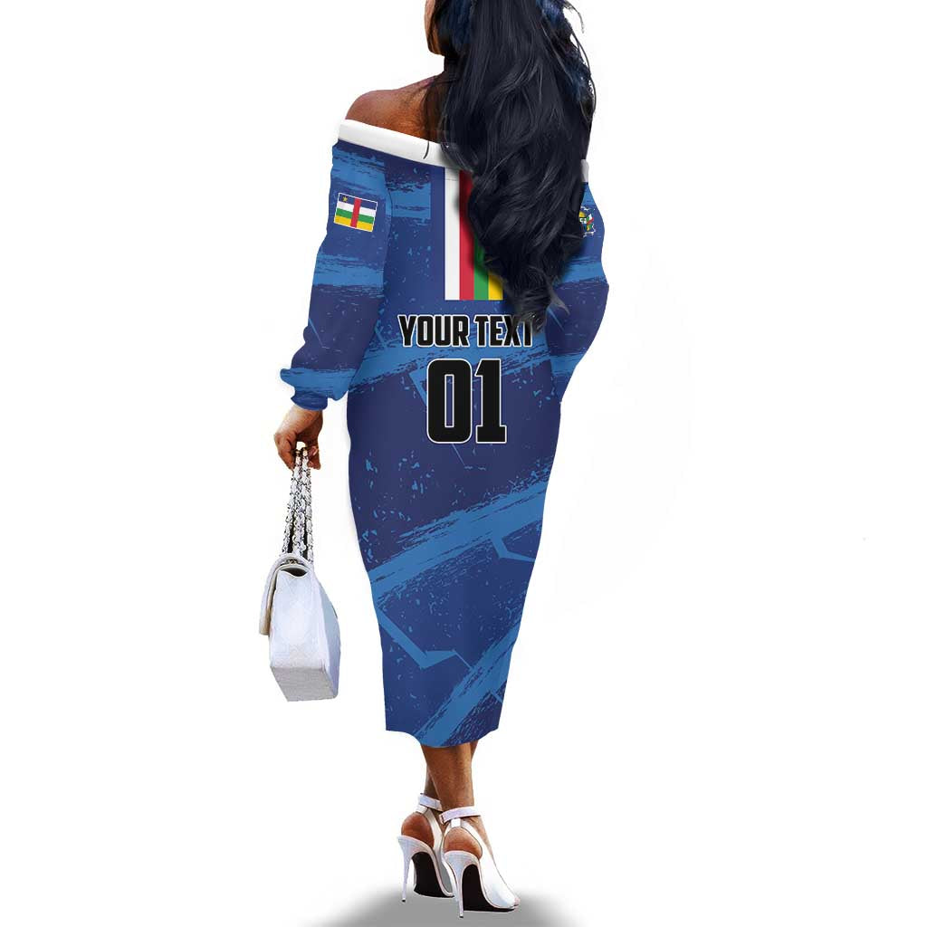 Custom Central African Republic Football Off The Shoulder Long Sleeve Dress African Come On Les Fauves