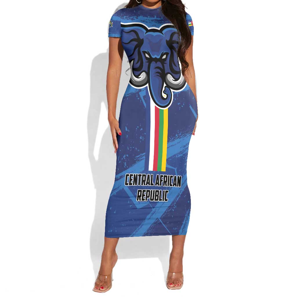 Custom Central African Republic Football Short Sleeve Bodycon Dress African Come On Les Fauves