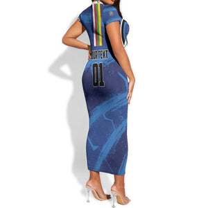 Custom Central African Republic Football Short Sleeve Bodycon Dress African Come On Les Fauves LT01