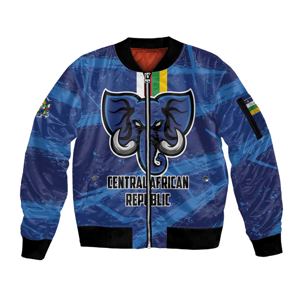 Custom Central African Republic Football Sleeve Zip Bomber Jacket African Come On Les Fauves