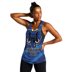 Custom Central African Republic Football Women Racerback Tank African Come On Les Fauves