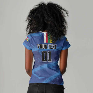 Custom Central African Republic Football Women V-Neck T-Shirt African Come On Les Fauves