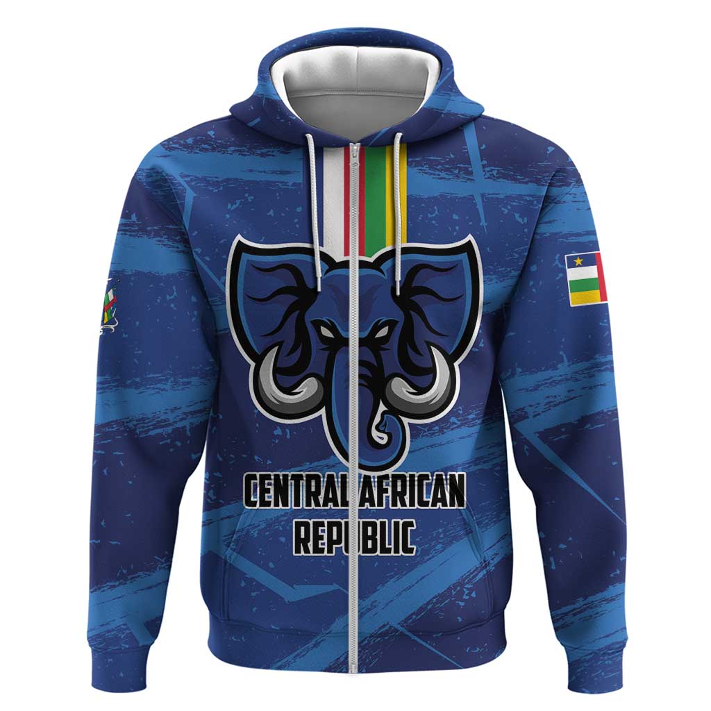 Custom Central African Republic Football Zip Hoodie African Come On Les Fauves