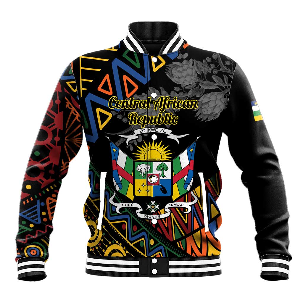 Personalized Central African Republic Baseball Jacket Protea - African Pattern LT01