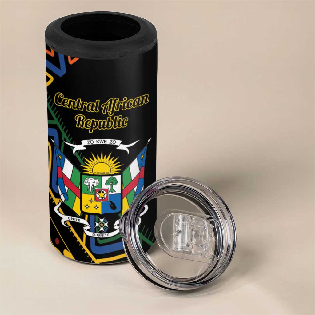 Personalized Central African Republic 4 in 1 Can Cooler Tumbler Protea - African Pattern