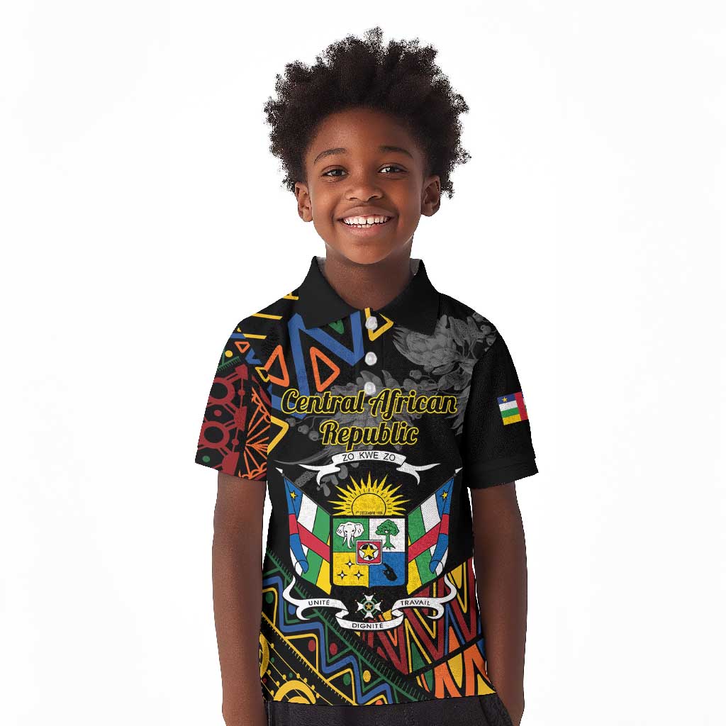 Personalized Central African Republic Kid Polo Shirt Protea - African Pattern