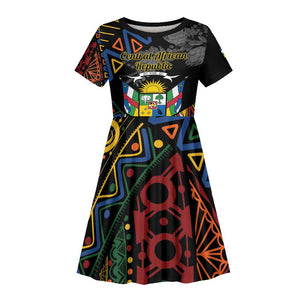 Personalized Central African Republic Kid Short Sleeve Dress Protea - African Pattern