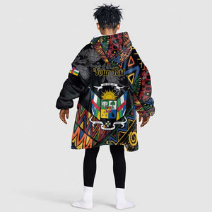 Personalized Central African Republic KId Wearable Blanket Hoodie Protea - African Pattern