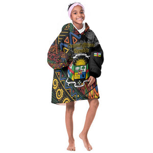 Personalized Central African Republic KId Wearable Blanket Hoodie Protea - African Pattern