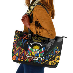 Central African Republic Leather Tote Bag Protea - African Pattern